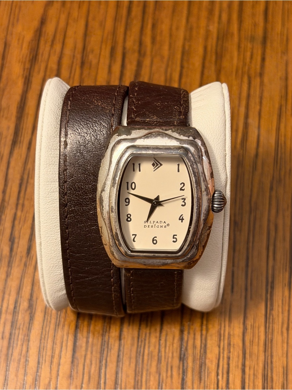 Silpada Women’s "That's a Wrap" Double Leather Band Watch – Brown & Silver